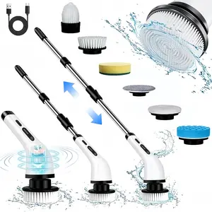 Electric Spin Scrubber for Bathroom & Kitchen Cordless Shower Cleaning Brush with Adjustable Speeds, Long Battery Life, Extendable Handle Waterproof