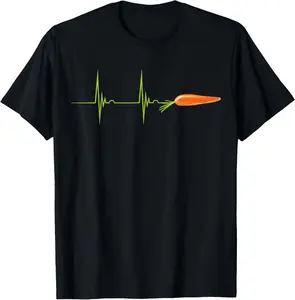 100%cotton Carrot Carrot Gardener Heartbeat ECG Pulse Carrot Vegetables T-Shirt