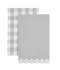Gray Embroider Edge Towel Set