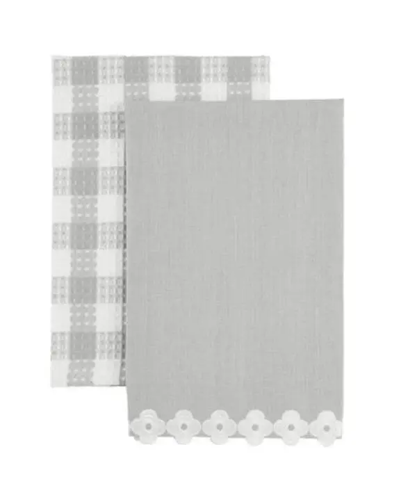 Gray Embroider Edge Towel Set