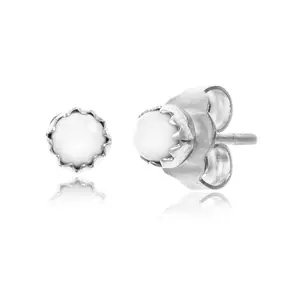 .925 Sterling Silver Certified Authentic Handmade Navajo Native American White Howlite Stud Earrings 27232