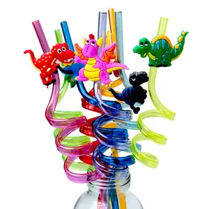 8count Reusable Dinosaur Straws Plastic Dinosaur Straws for Kids Safari Jungle Dinosaur Theme Straws for Dinosaur Party Decoration