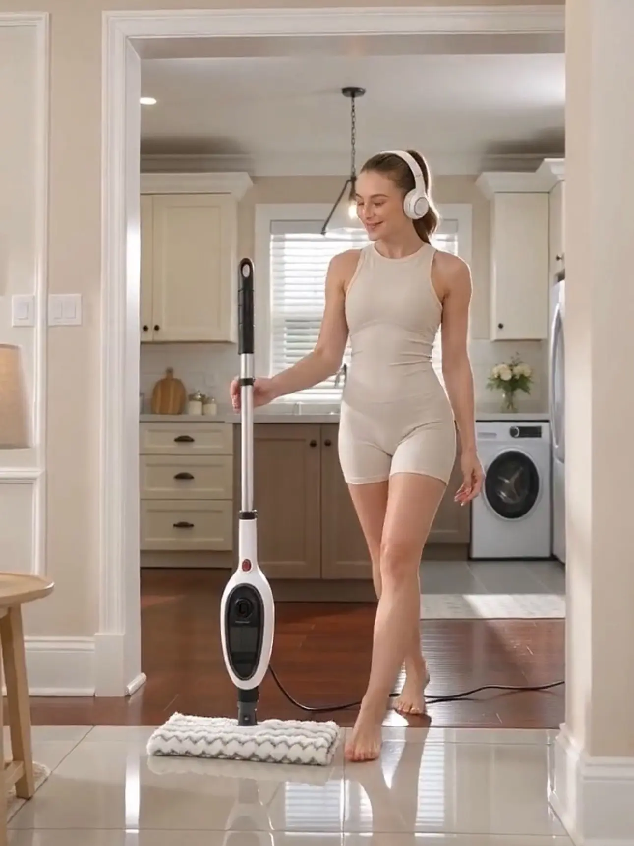 【Summer Sale】Lightweight Steel Frame Handheld Electric Steam Mop, 15s Fast Heat Floor Steamer, Detachable Portable Cleaner with 8 Attachments & 2 Microfiber Pads for Hardwood, Tile, Laminate Floors