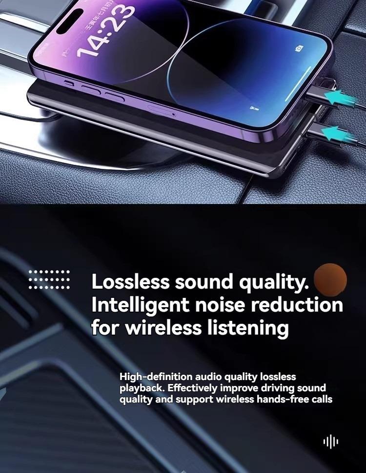 GYIOEUPT 7-in-1 Automotive Fast Charging Solution - 66W 1-to-2 Splitter Power Charger, Smart Car Charger with FM/MP3 Transmitter, Voltage Display, 12-24V DC Input, Expansion Port, Retractable Dash Mount, USB Car Connector, Anti-Lost Function