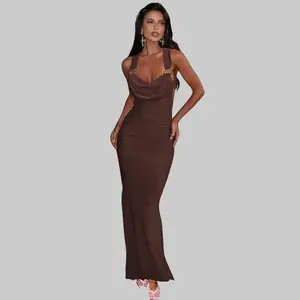 Backless Cross Maxi Dress with Metallic Straps for Women's 2025 Summer New Sexy Casual Elegant Bodycon Party Club Dating Outfit Dresses summerwins
