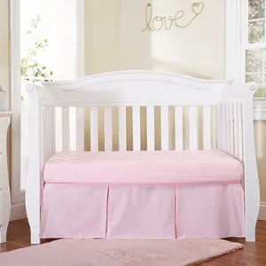Everyday Kids Pink Pleated Crib Skirt – 100% Cotton Pleated Nursery Dust Ruffle with 14” inch Drop