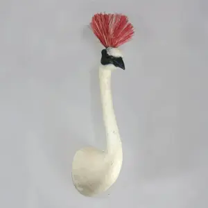 Crane with Pom Wall Mount Paper Mache Hanging Decor
