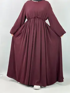 ✨Latest model abaya, recommended Maroon Colour Nida Fabric Abaya Dress with Front Zipper｜Adjustable Belt + Flowy Silhouette｜#ModestFashion