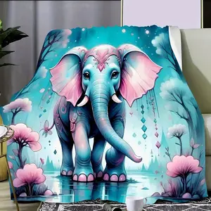 1pc Ultra-Soft Flannel Blanket Featuring an Elephant Design, for Use on Sofas Or in Bedrooms, Perfect As a Gift, with High-Definition Printing, Flannel Fabric, Cozy Wrap, Exceptionally Soft, Ideal for All Seasons K