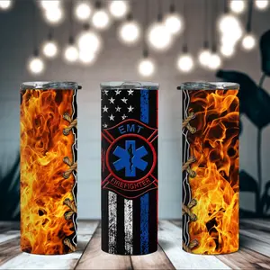 EMT Firefighter Tumbler with straw stainless steel Drinkware Metal