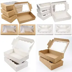10 Windowed Cake Boxes for Cakes, Pastries, Chocolate, Cupcakes, Birthday, Wedding, Valentine's Day Gifts, Bakery Packaging