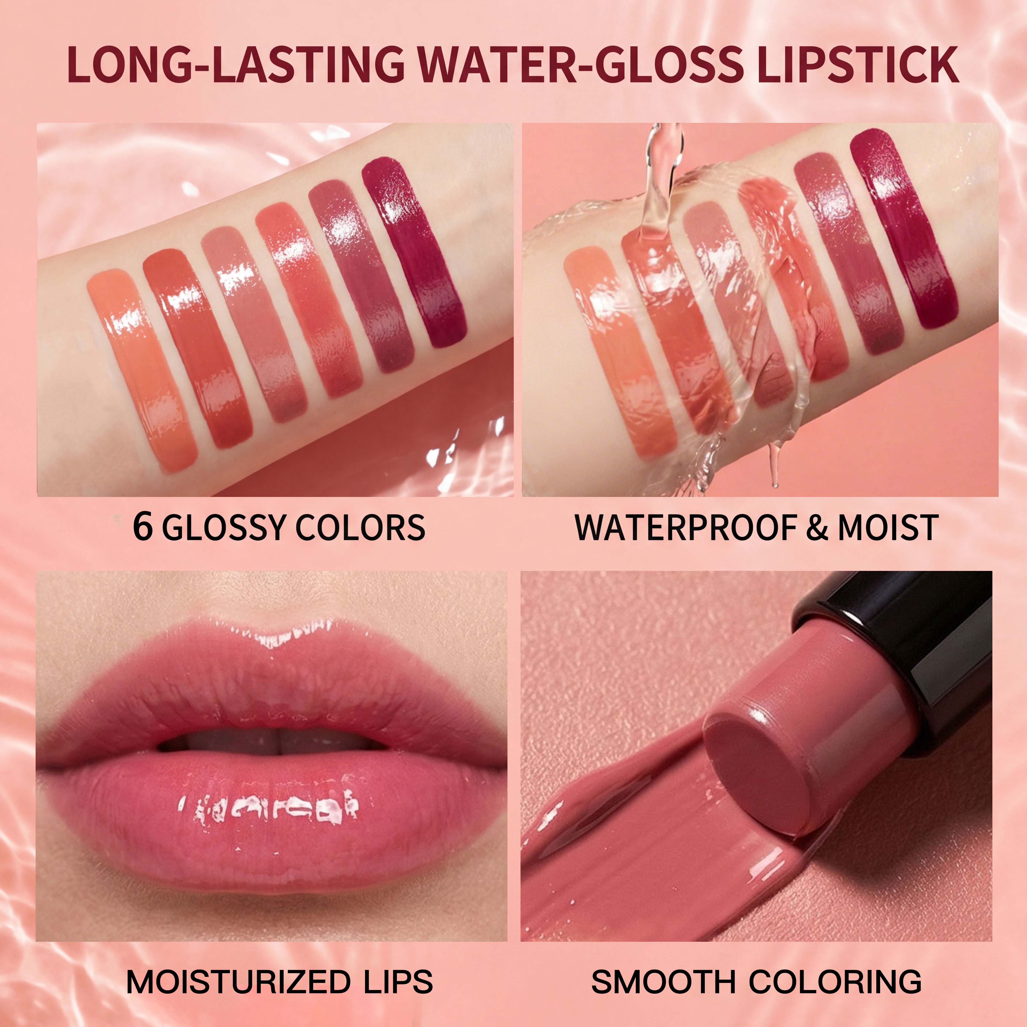 6Pcs Hydrating Lipstick Set | 2026 Trending Glossy Finish | LongLasting Moisturizing Formula | NonDrying, Plumping, High-Shine | 6 Versatile Shades for Daily & Party | Anti-Cracking, Nourishing Lip Care | Waterproof, Non-Stick Cup | Perfect Gift for Women
