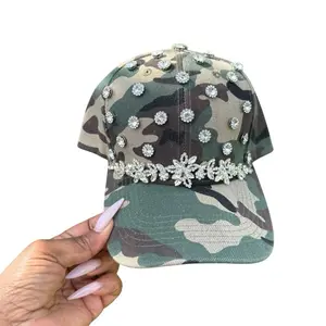 Glamouflage Crystal Cap Adjustable SnapBack 100% Polyester Unisex Unstructured Low Profile Fit Breathable Material