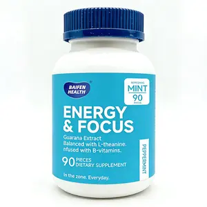 BAIFEN Energy & Focus Mints with Guarana Extract, L-Theanine, B Vitamins, Sugar-Free, Peppermint Flavor, Supplement for Focus, Energy, Mood & Clarity