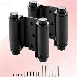 3" Double Action Spring Hinge, Self Closing Door Swing Hinge with Screws, Matte Black 2 Pack for Saloon Bar Pub and Swinging Cafe Doors, Heavy Duty Spring Loaded Hinge, Durable Zinc Alloy Construction for Interior Doors