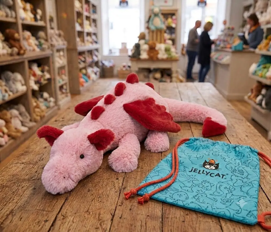 Jellycat Heart Dragon Plush Doll – Soft Pink Fantasy Dragon Collectible, Cute Gift for Birthdays, Valentine's Day & Holidays
