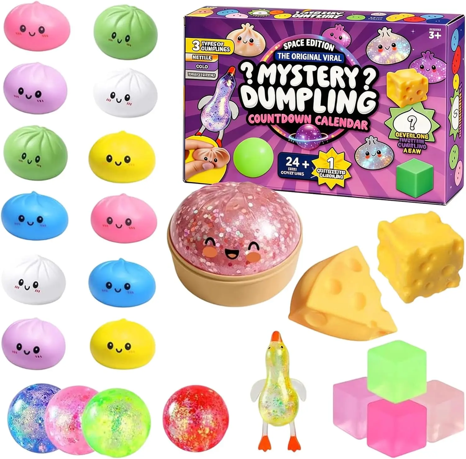 Malt Sugar Squishy Box - Slow-Rising Stress Relief Fidget Toys, Sensory Play Bundle with Assorted Styles for Party Favors & Gifts