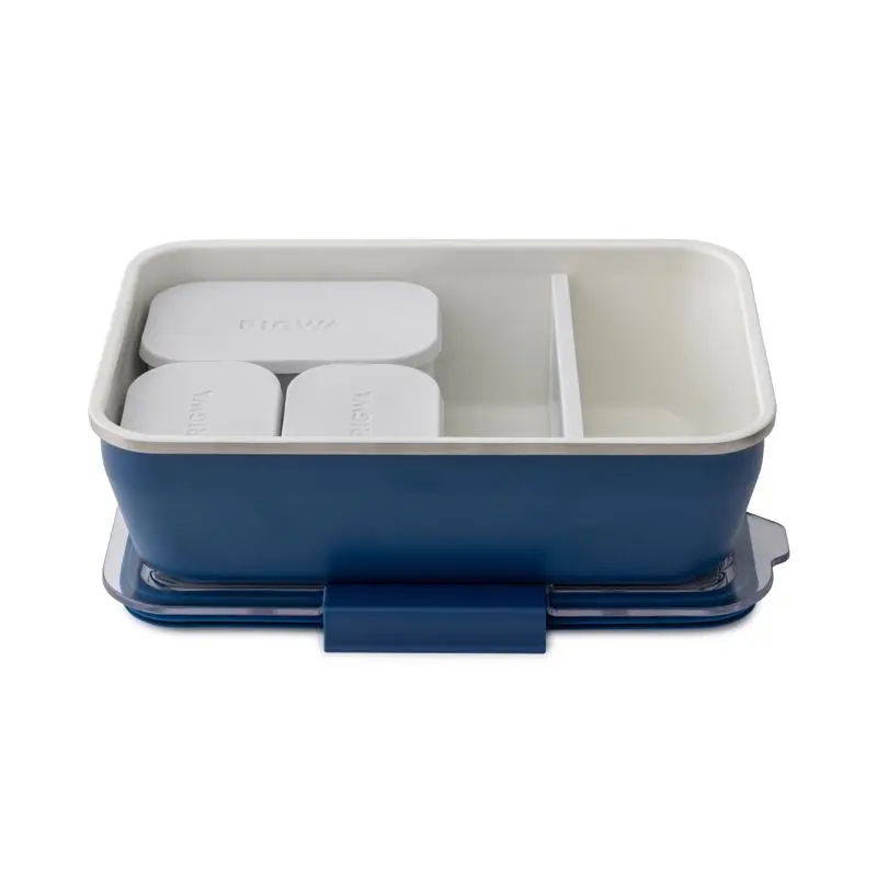 Rigwa Life 6089771 Steel Rectangular Leakproof Lunch Box with Lid - 46 oz Navy Kitchenware Tableware Food Storage Container for Daily Lunch