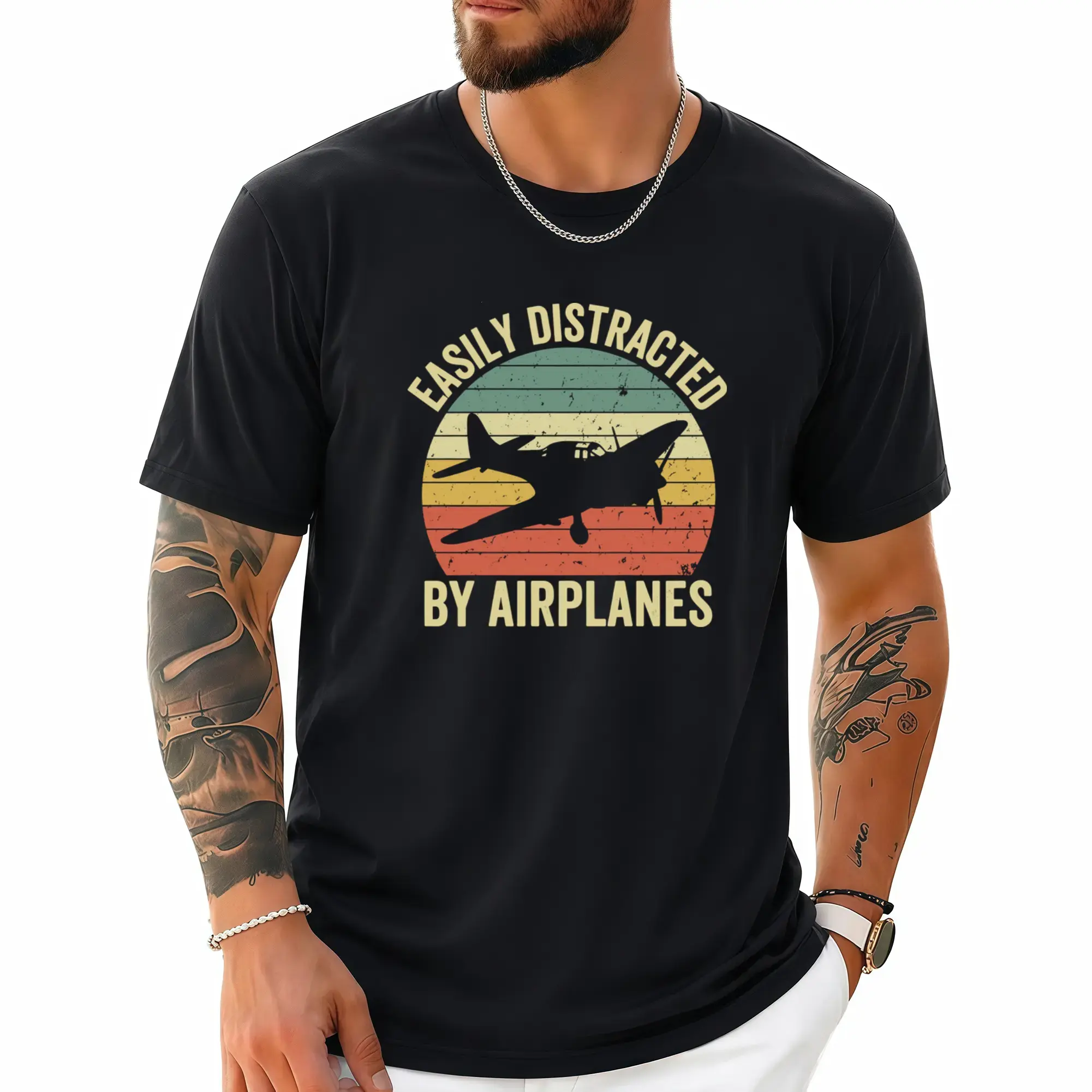 Easily Distracted by Airplanes, Retro Airplane Shirt, Pilot Gifts For Men, Vintage Aviation Gift