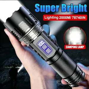Tactical EDC Flashlight, 30W 10000LM High Lumen, Type-C Rechargeable Zoomable Flashlight with Power Display & Side Light for Camping, Emergency Survival