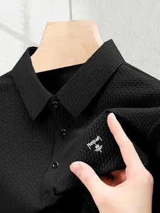 Quick-Dry Collar Polo Shirt for Men, Summer Short Sleeve, Casual Business Leisure Sport Top, Textured Relaxation Men's Polo, New Summer T-Shirt