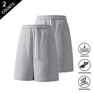 2-Pack Men’s Breathable Sweat Shorts, Elastic Drawstring Waist, Comfortable Casual Loose Fit Shorts for Gym, Jogging & Street Style