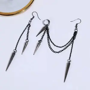 New Vintage Long and Short Stud Earrings Earrings Clip Fashion Gothic Punk Tassel Stud Earrings