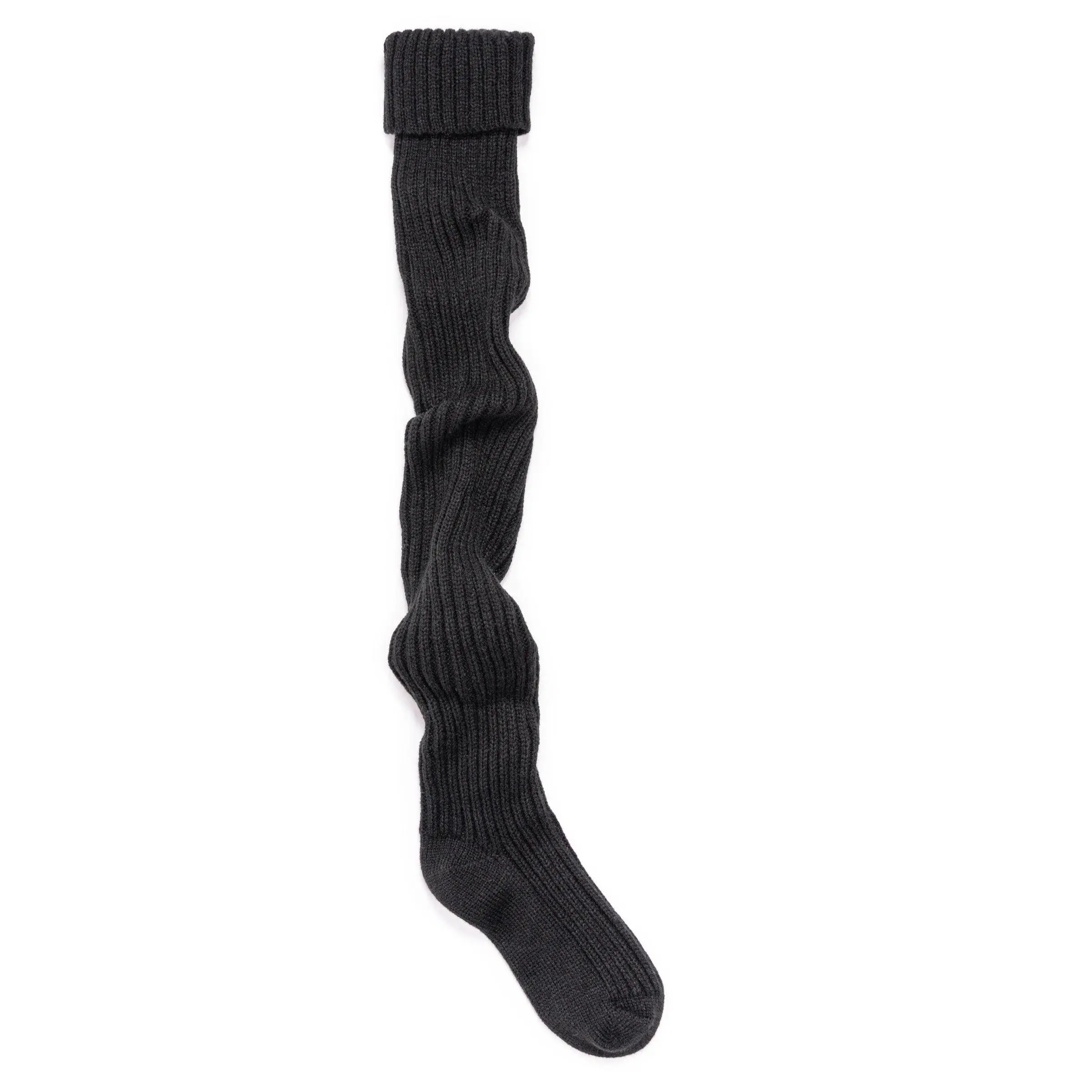 Women's Ribbed Ebony Acrylic Chunky Over-the-Knee Socks - Single Pair Sweater-Style Socks for Warmth, Comfortable Fit, Over-the-Calf Design, Acrylic Over-The-Calf Socks, Chunky Over-The-Calf Socks
