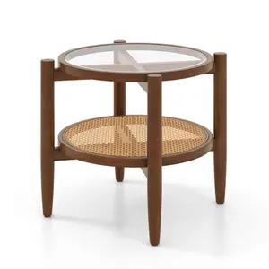 COSTWAY - Modern Living Room Furniture Set: TV Stand + Sofa + Coffee Table + Side Table