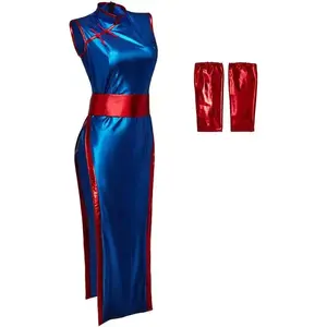 Women's Chi Chi Cosplay Costume Cheongsam Sexy Blue Dress Halloween Suit