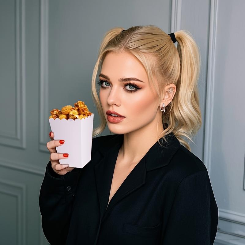 6 Foldable Popcorn Cups, Portable Popcorn Box, Paper Popcorn Bucket, Carnival Movie Popcorn Supplies, Christmas Party Snack Cups, Disposable Cups