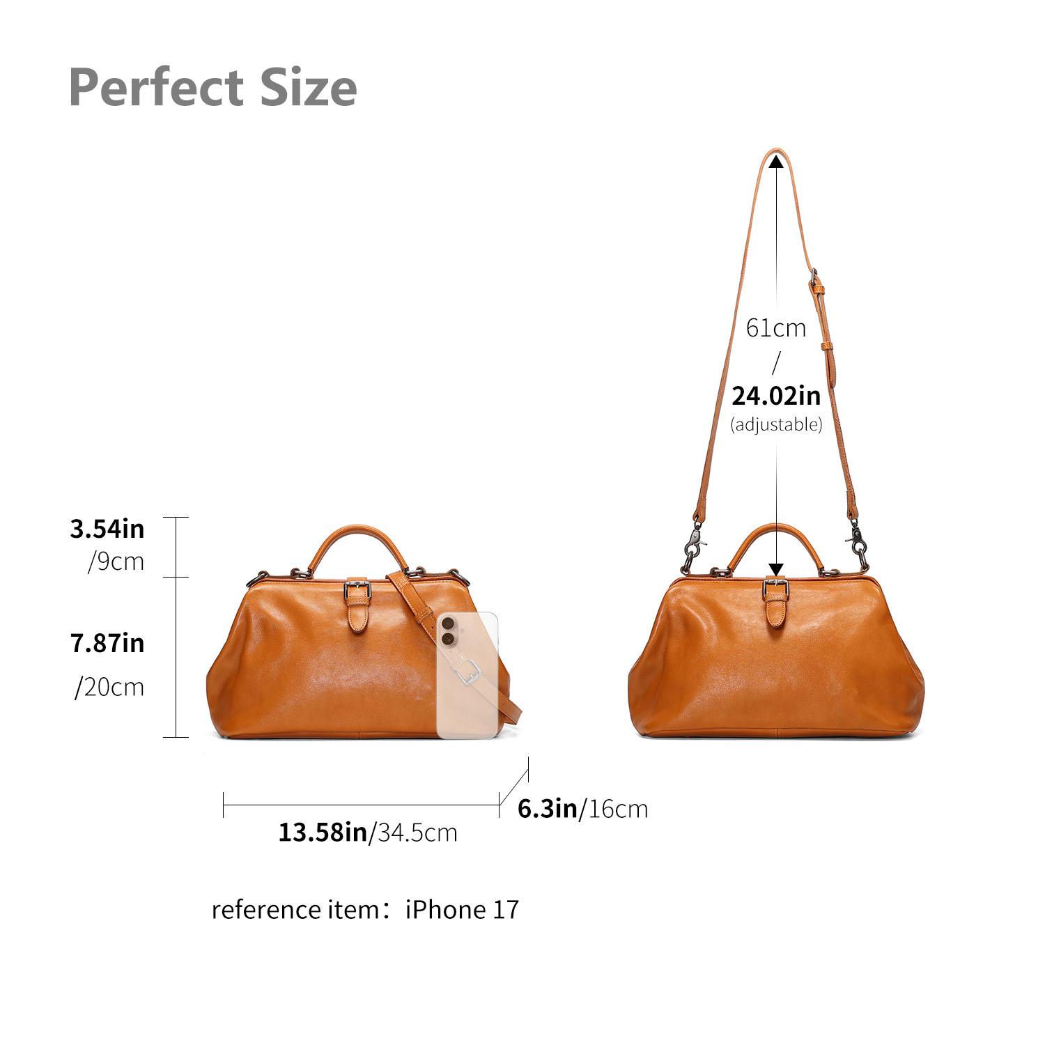 SADI Genuine Leather Women’s Doctor Bag – Shoulder/Crossbody/Handheld, Retro, 2026 New Arrival, Versatile