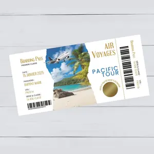 5 French Travel Reveal Scratch Cards, Pacific Journey Gift Card, Creative Grandparent Pregnancy Announcement, Tropical Vacation Ticket, Unique Surprise Gift