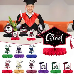 6PCS Graduation Honeycomb Centerpieces Decorations Set, Multicolor 2026 Graduation Centerpieces for Graduation Party Favor Supplies Grad Party Favors