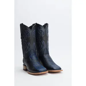 Bronzer Faux Python (Printed Cowhide) - Black/Blue