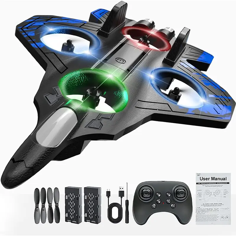 4DRC Durable Remote Control Aircraft - Foam Fighter Jet Model, 360° Flip Easy-to-Fly Flying Toy for Beginners, 2 Batteries (Kids & Adults)
