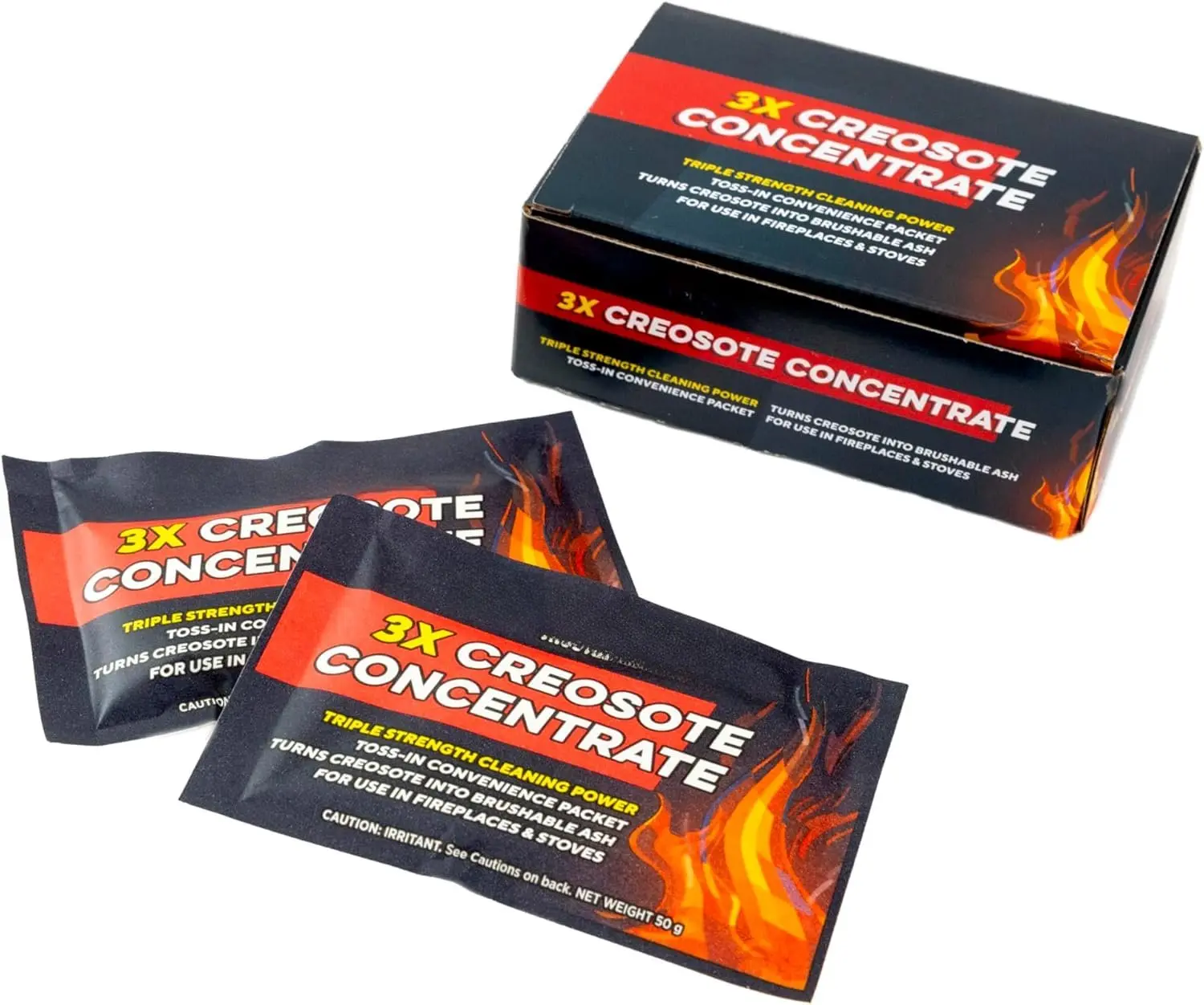 Household Triple Power Creosote Concentrate Remover Toss-In Packets - Fireplace & Chimney Cleaner Kit with Cellulose, Turns Creosote to Ash, Durable Set of 5 Soot Remover Packets