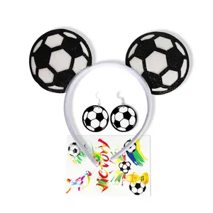 World Cup Fan Gear Set, Hairband Earrings Tattoo Stickers, Football Cheer Props, Perfect for Sports Parties and Holiday Gifts