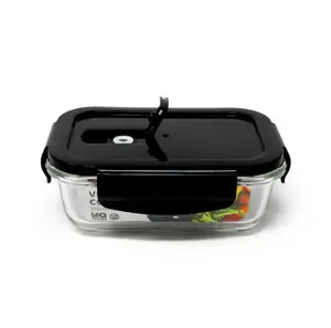 Glass Container / Containers with Black Ventilation Lid Heat-Resistant Airtight 12.5oz Rectangular Baking Dish 370 ML