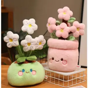 Daffodil Peach Potted Plant Doll Realistic Flower Living Room Decoration Plush Toy Home Ornament
