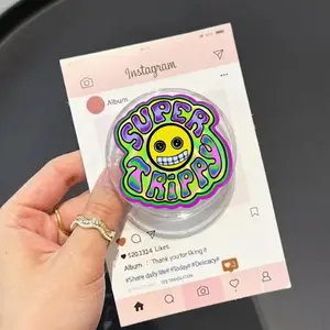 Super Trippy Psychedelic Smiley Face MagSafe Phone Grip, Rainbow Melting Smile Griptok, Neon Multi-Eyed Aesthetic Phone Stand, Surreal Pop Art Accessory Gift