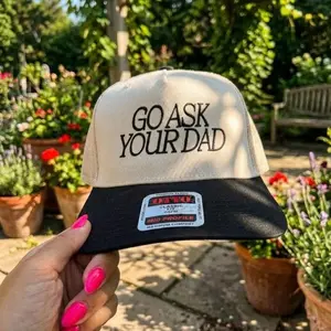 Go Ask Your Dad Trucker Hat: Custom Embroidered Two-Tone Cap