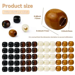 400pcs Large Hole Wooden Beads for Crafts, Vintage Round Natural Beads, Big Wood Braid Hair Beads, Macrame Wide Loose Spacer Beads for Necklace Bracelet Jewelry Making DIY Crafts