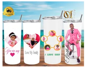 Custom Tumbler 20oz, Personalized Photo Hydro Water Bottle, Durable Stainless Steel, Double-Side Print, Ideal Birthday Gift for Men, Family Memories Tumbler with Text