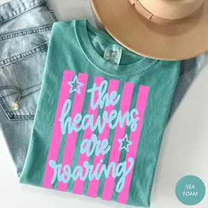 Comfort Colors The Heavens Are Roaring Shirt, Whimsical Faith Tee, Dainty Stripes & Girly Religious Apparel, Love Like Jesus