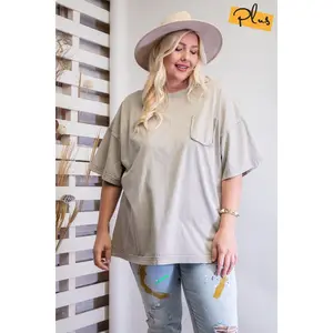 Light Mudd Mineral Washed Cotton Jersey Boxy Tunic for Women