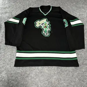 Vintage Hockey Jersey Mens Black Green Logo The Cricket Sportswear USA