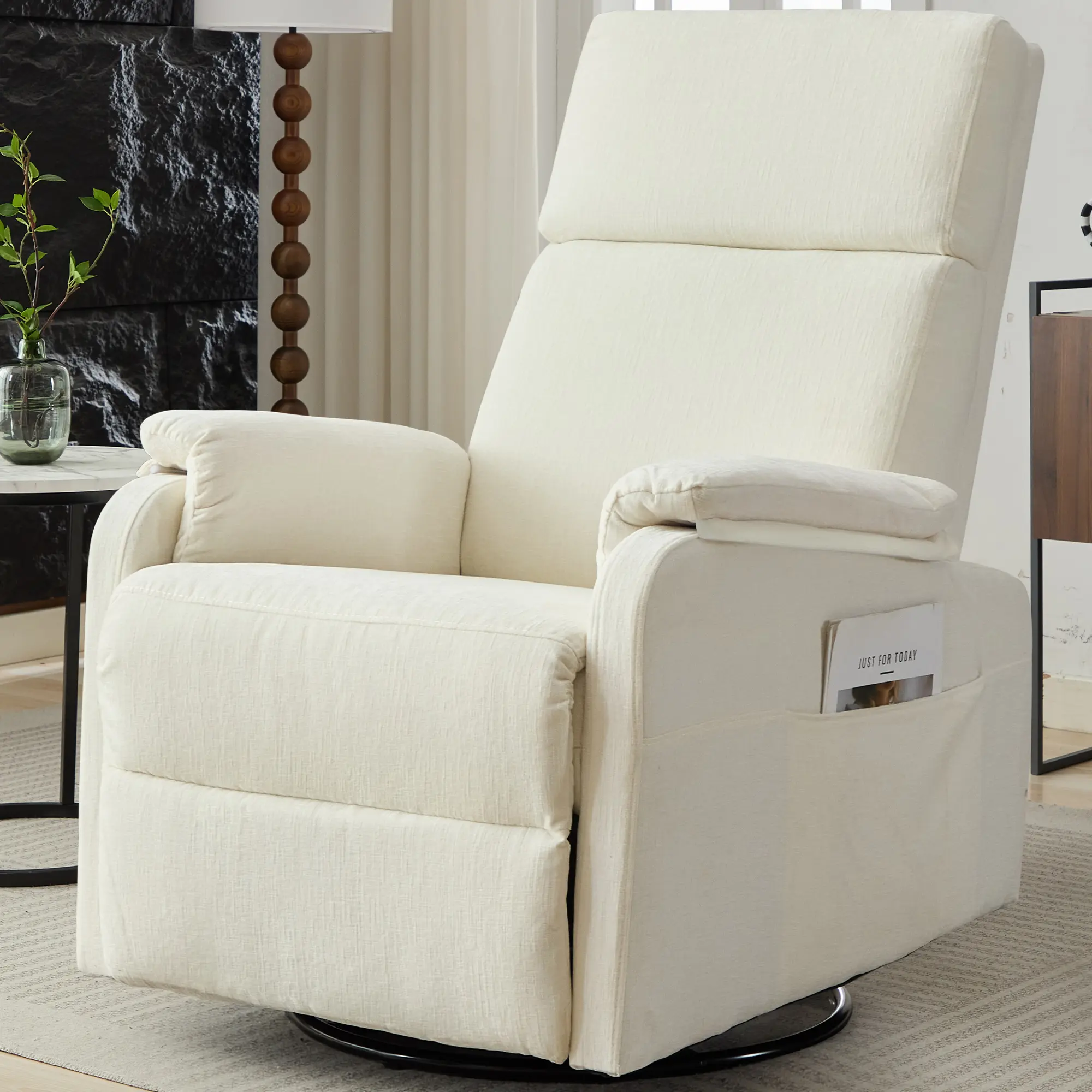 Korser Adult Manual Recliner Chair with USB and Type-C Ports, Manual Sliding Rocking Chair, Modern Minimalist Design Furniture, Casual Ergonomic Adjustable Fabric Armchair