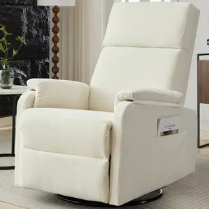 Korser Power Swivel Recliner Chairs for Adults Electric Glider Rocking Chair Nursery with USB & Type-C Ports Modern Minimal Design Furniture Lounge Ergonomically Adjustable Seat Fabric Armchair