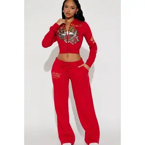 Ed Hardy Tiger Pant Set - Red B
